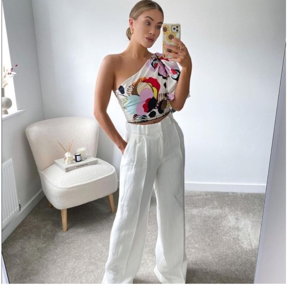 Zara Printed Asymmetrical Crop Top Size Small - Picture 1 of 11